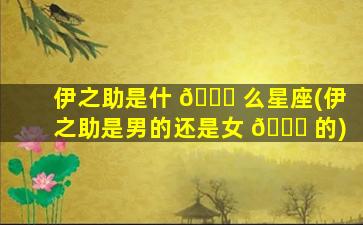 伊之助是什 🐒 么星座(伊之助是男的还是女 🐅 的)